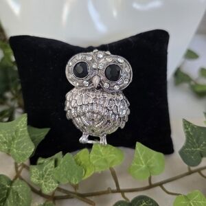 Silver Owl Brooch Pin